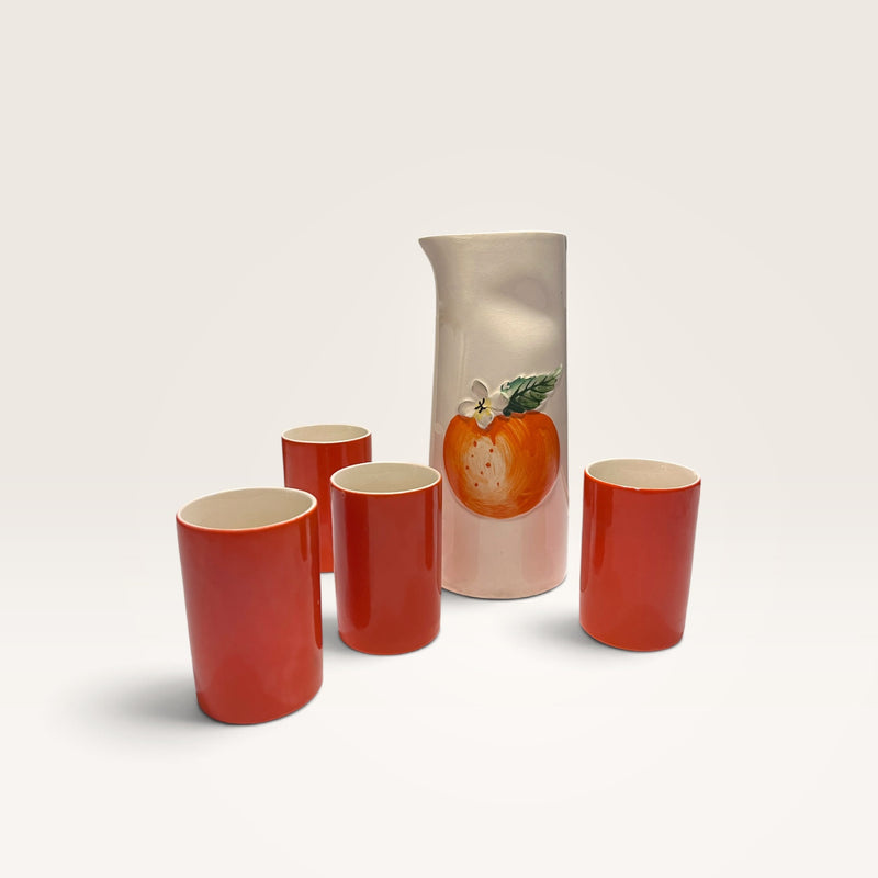 1962 - Holt Howard Orange Juice Jug with 2 Glasses