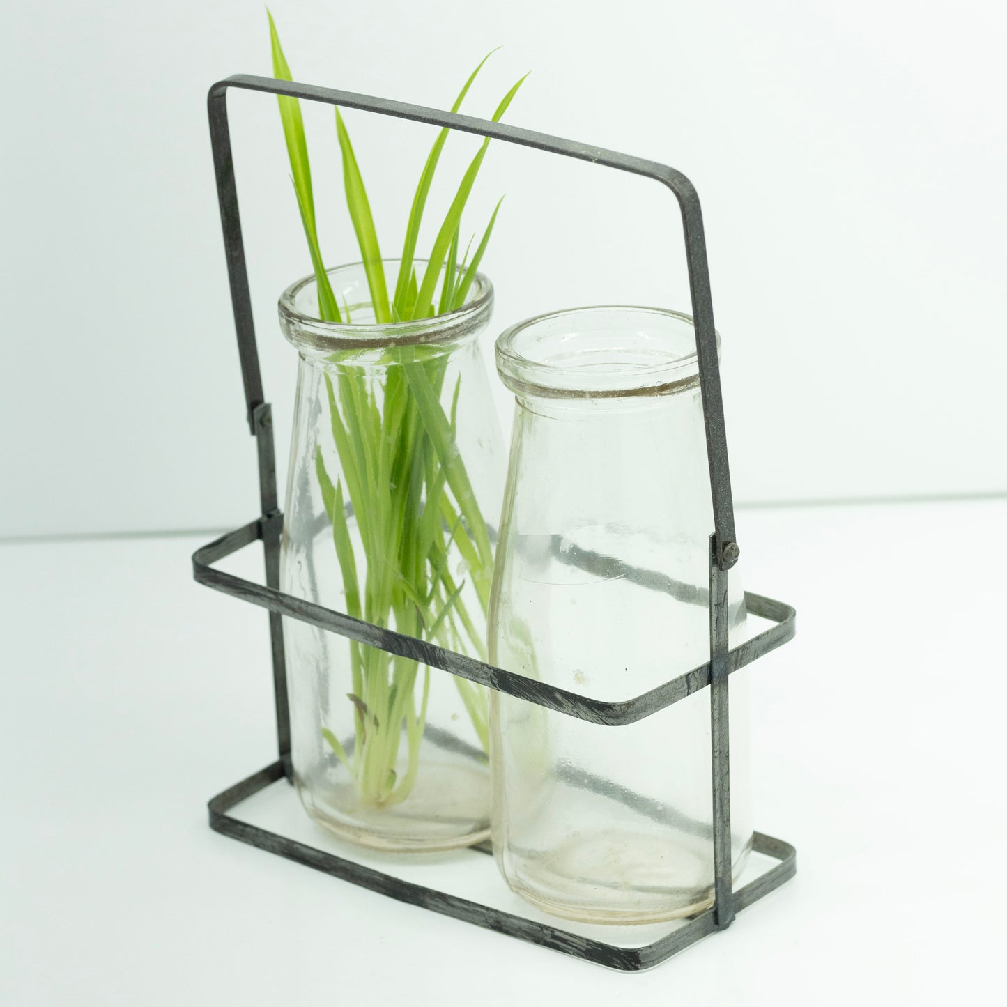 Vintage Glass Vase with Holder