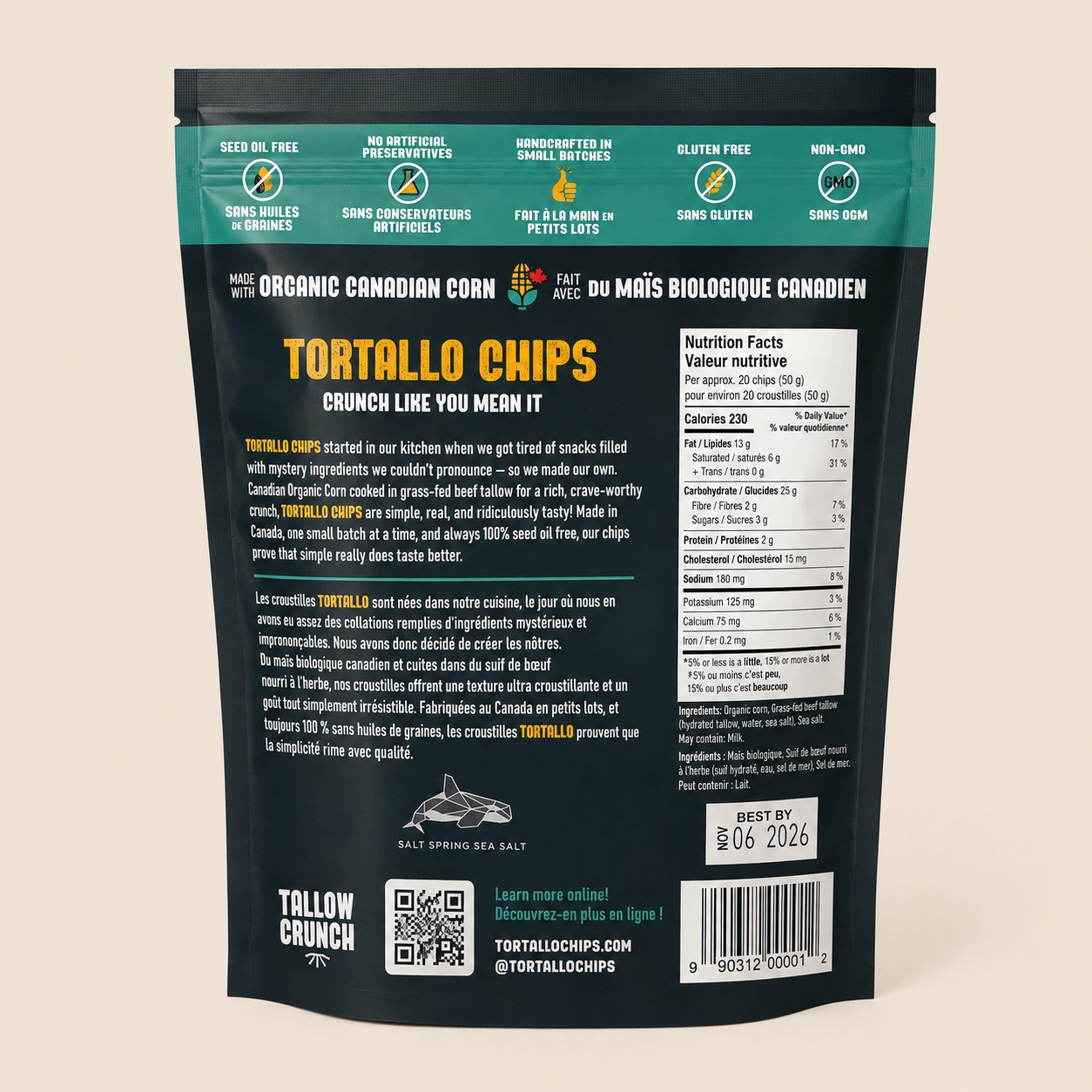 Tallow Crunch - Tortallo Chips - Grass Fed Beef Tallow