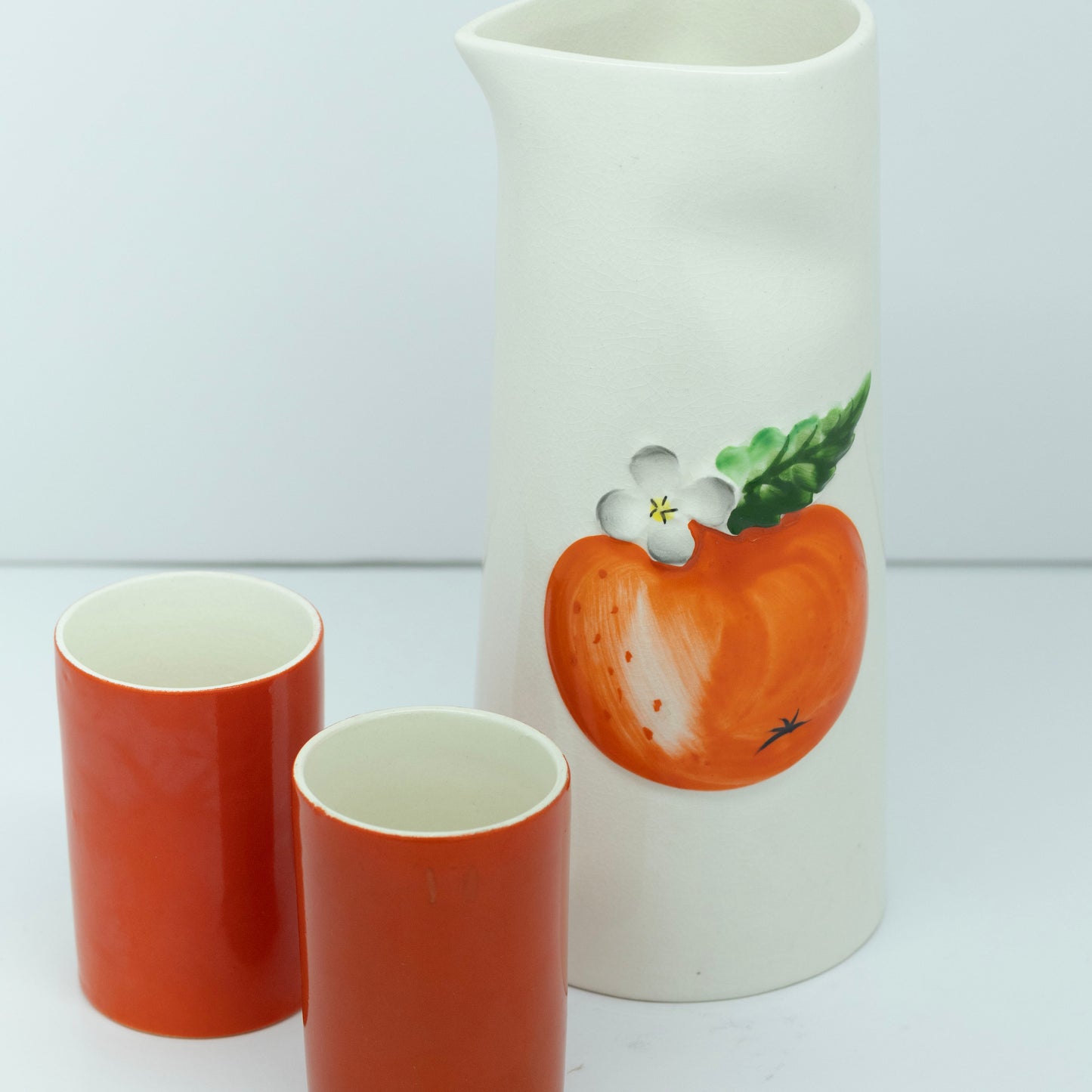 1962 - Holt Howard Orange Juice Jug with 2 Glasses