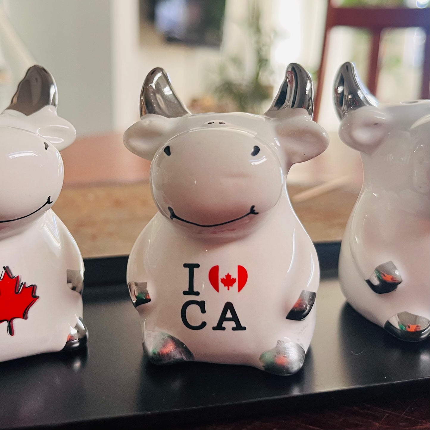 I Love Canada Cows Salt and Pepper Shakers with Tooth-pic Holder