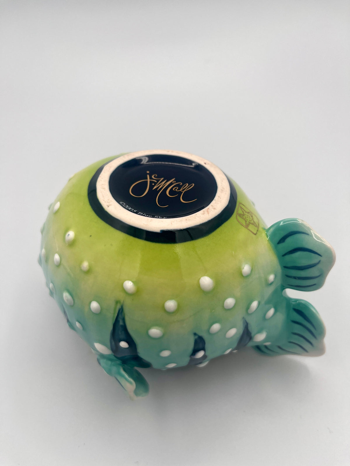 J.McCall/Blue Sky Pufferfish Ceramic Sugar Bowl & Creamer Set