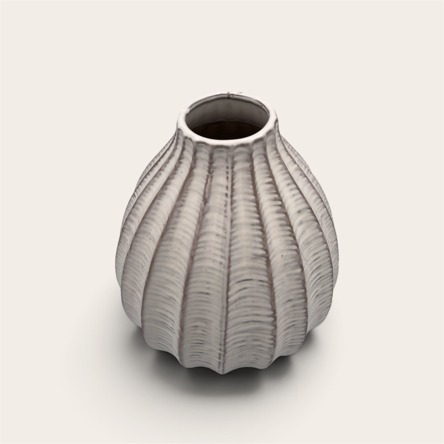 Ribbed Ceramic Vase – Grey