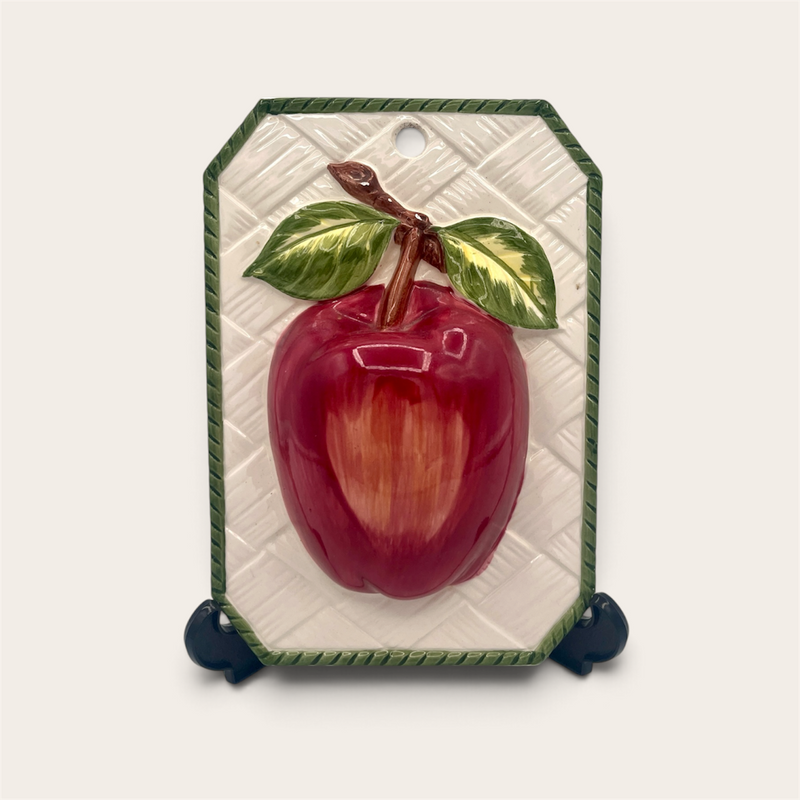 Vintage Japanese Ceramic Apple Wall Plaque