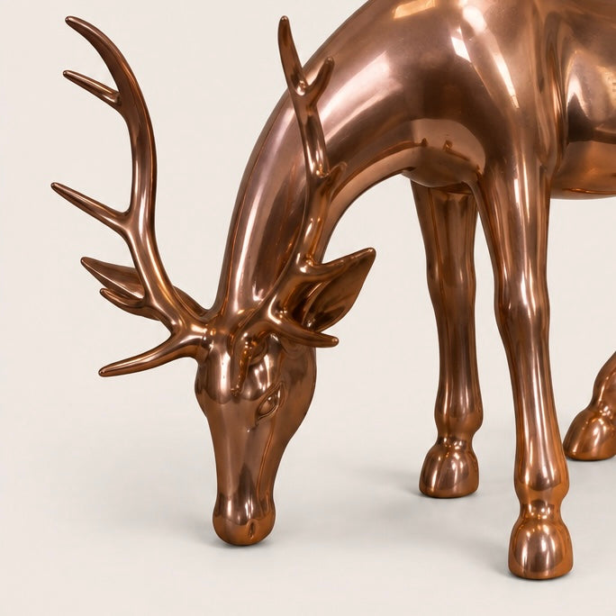 Vintage Copper-Tone Deer Sculpture