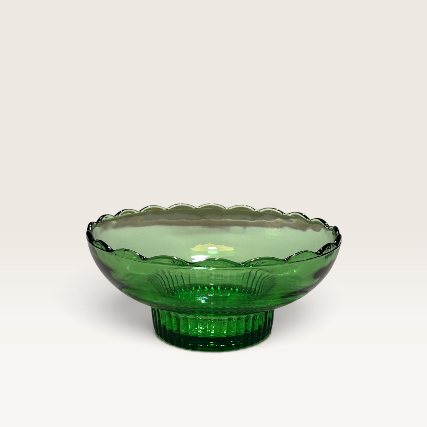 Vintage E.O. Brody Co. Green Glass Pedestal Bowl – M2000