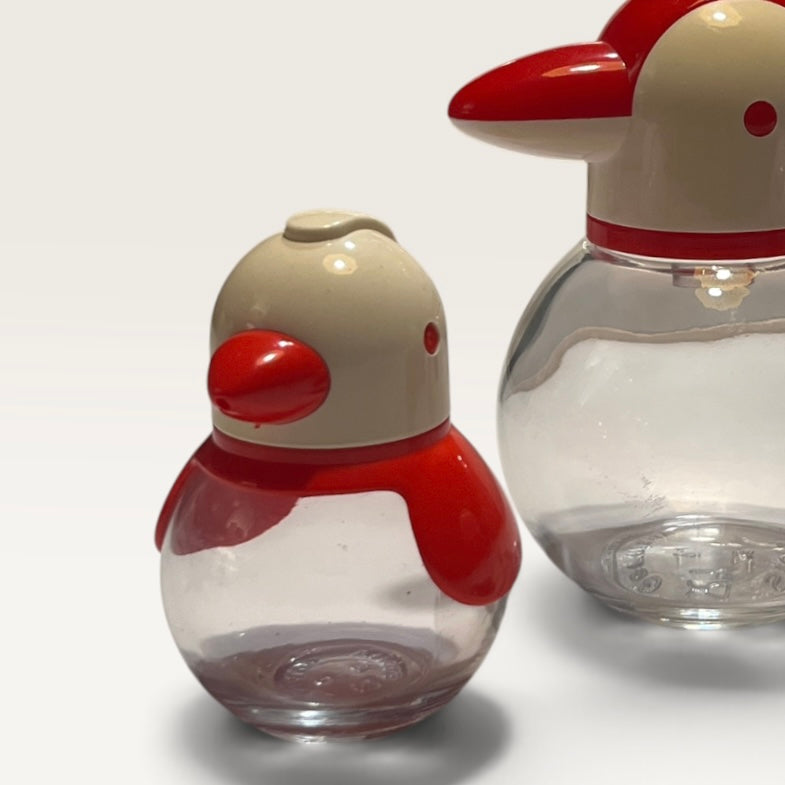 Vintage German-Made Red & Cream Bird Condiment Set – Cruet & Salt & Pepper Shakers