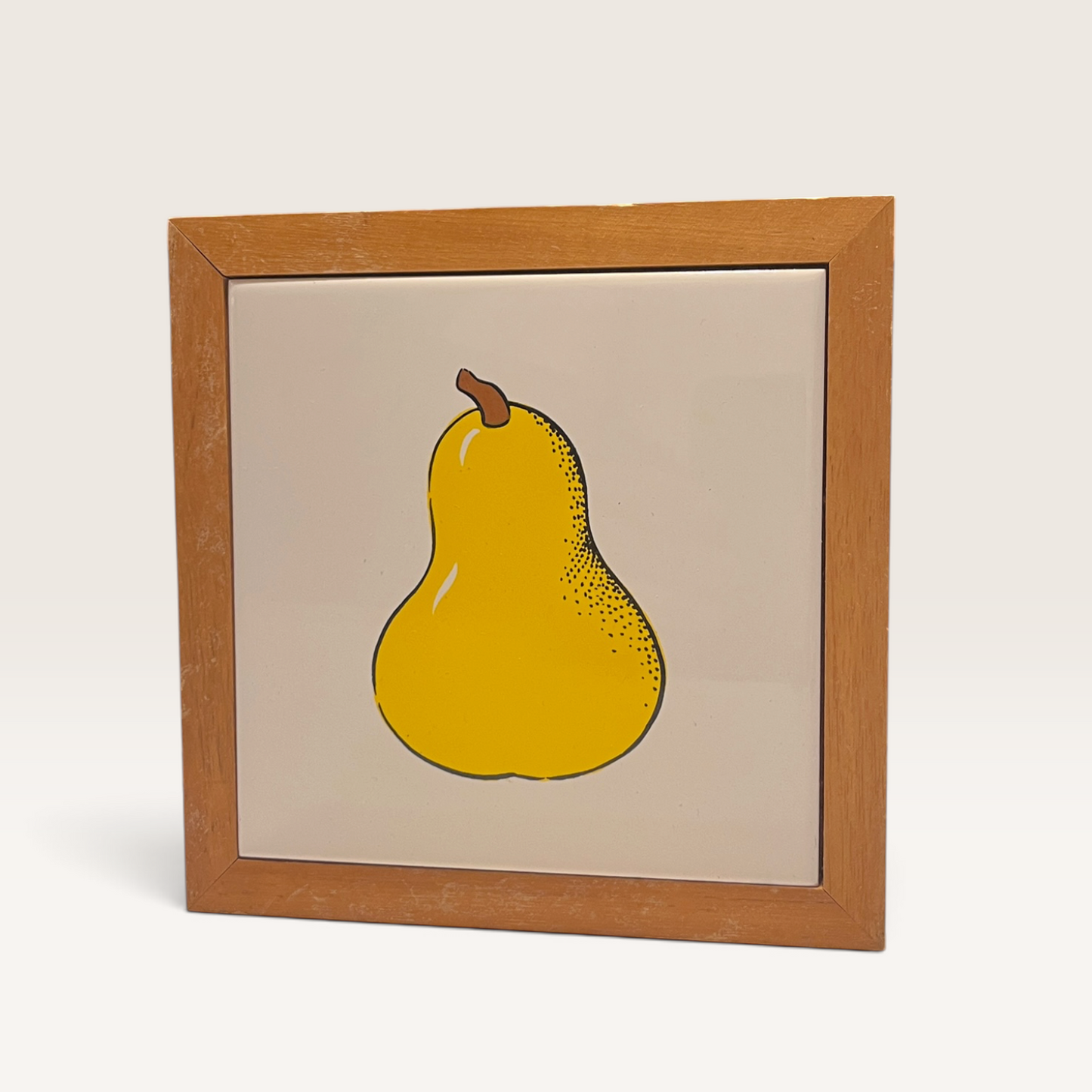 Vintage Wood Framed Pear and Peach Wall Tile (2 piece set)