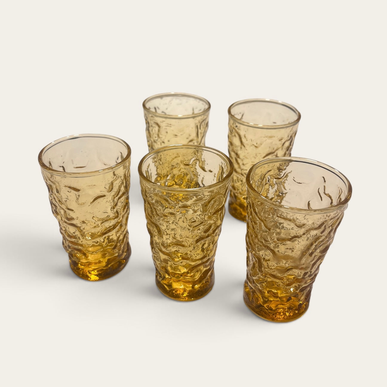 Vintage Amber Textured Drinking Glasses