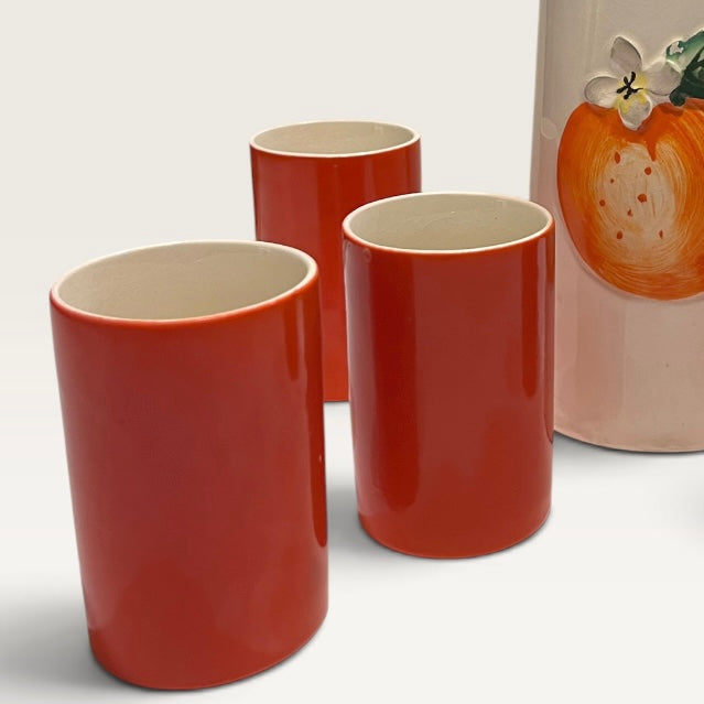 1962 - Holt Howard Orange Juice Jug with 2 Glasses