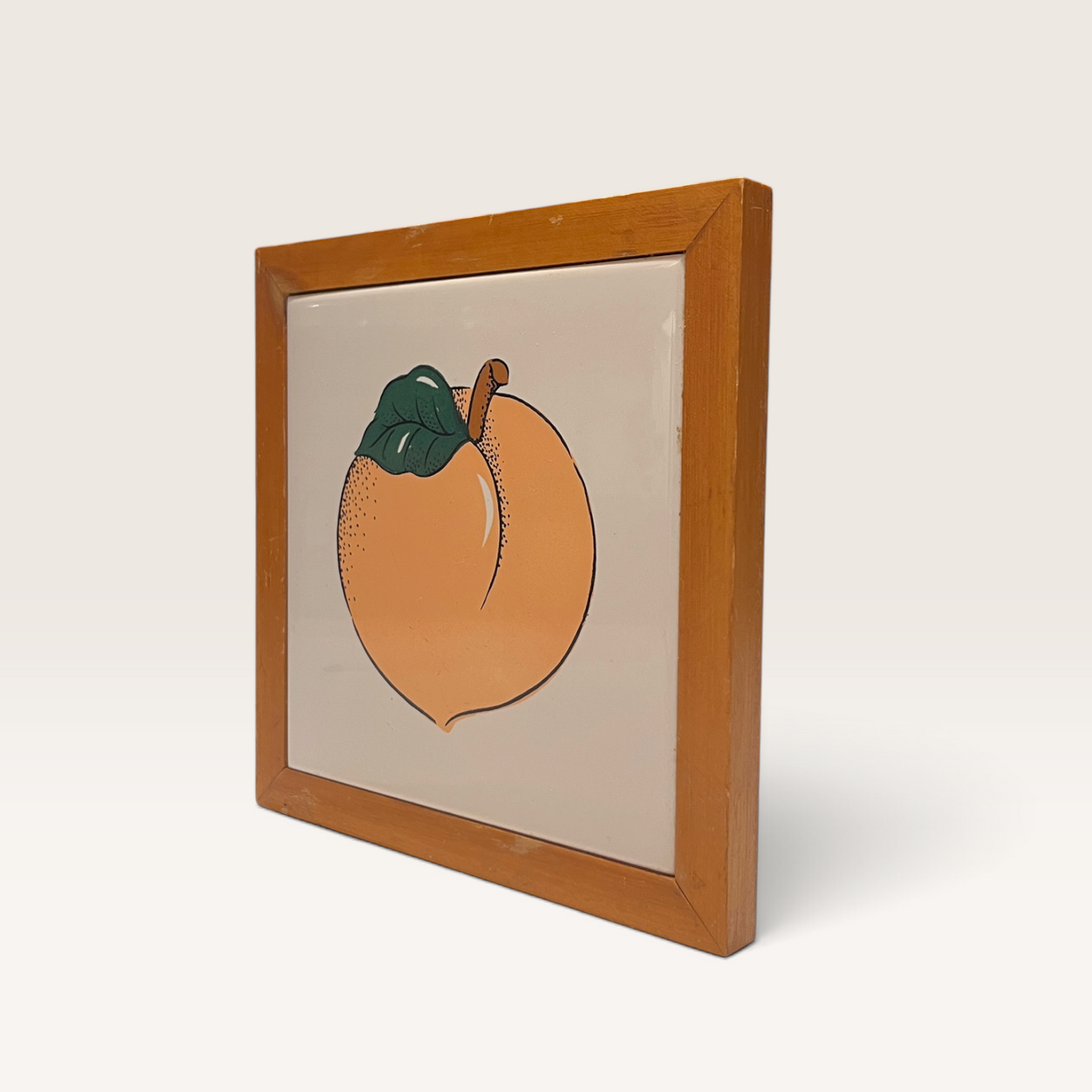 Vintage Wood Framed Pear and Peach Wall Tile (2 piece set)