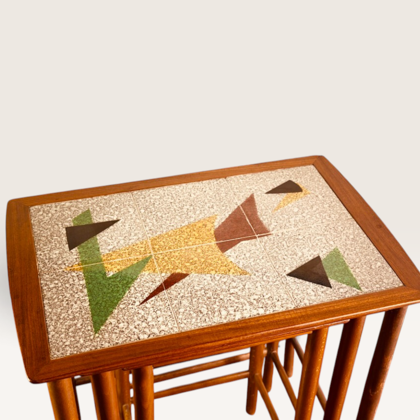 Mid-Century Danish Modern Teak & Ceramic Tile Nesting Tables (Set of 3)