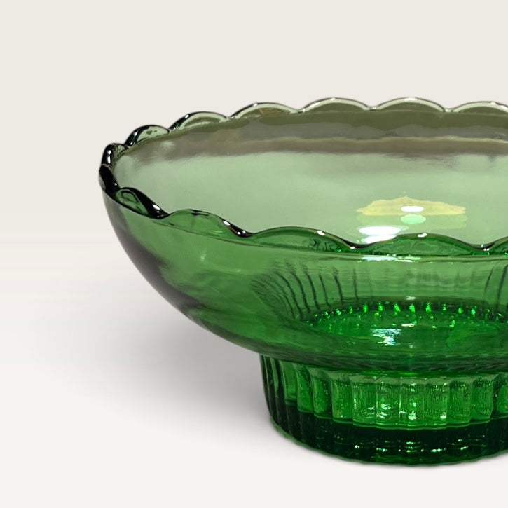 Vintage E.O. Brody Co. Green Glass Pedestal Bowl – M2000