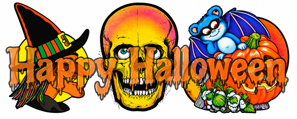 Retro Throwback Halloween Die-Cut Laminated Wall Decor