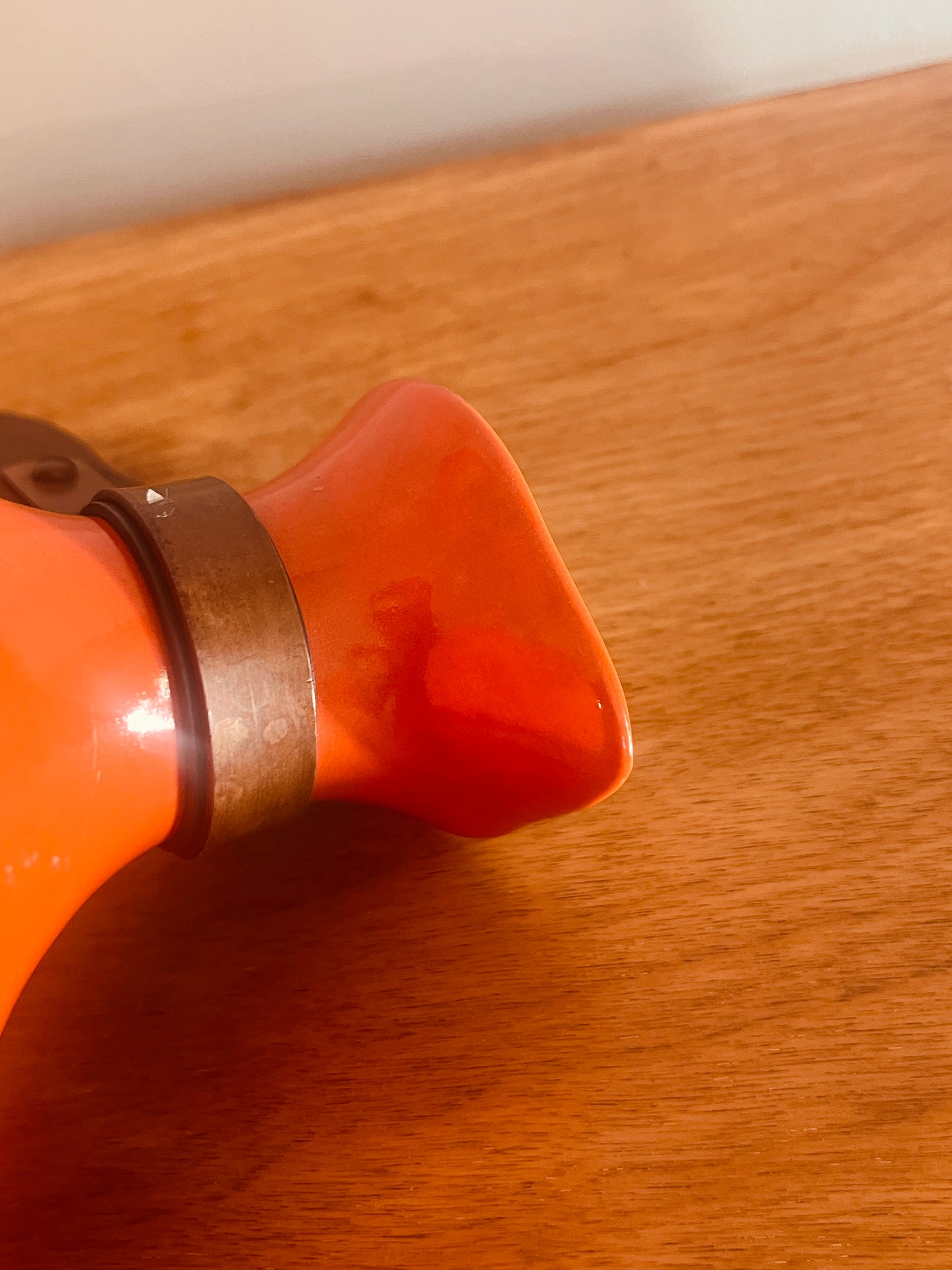 Vintage Bauer Pottery Orange Coffee Carafe with Wood Handle & Lid - MCM