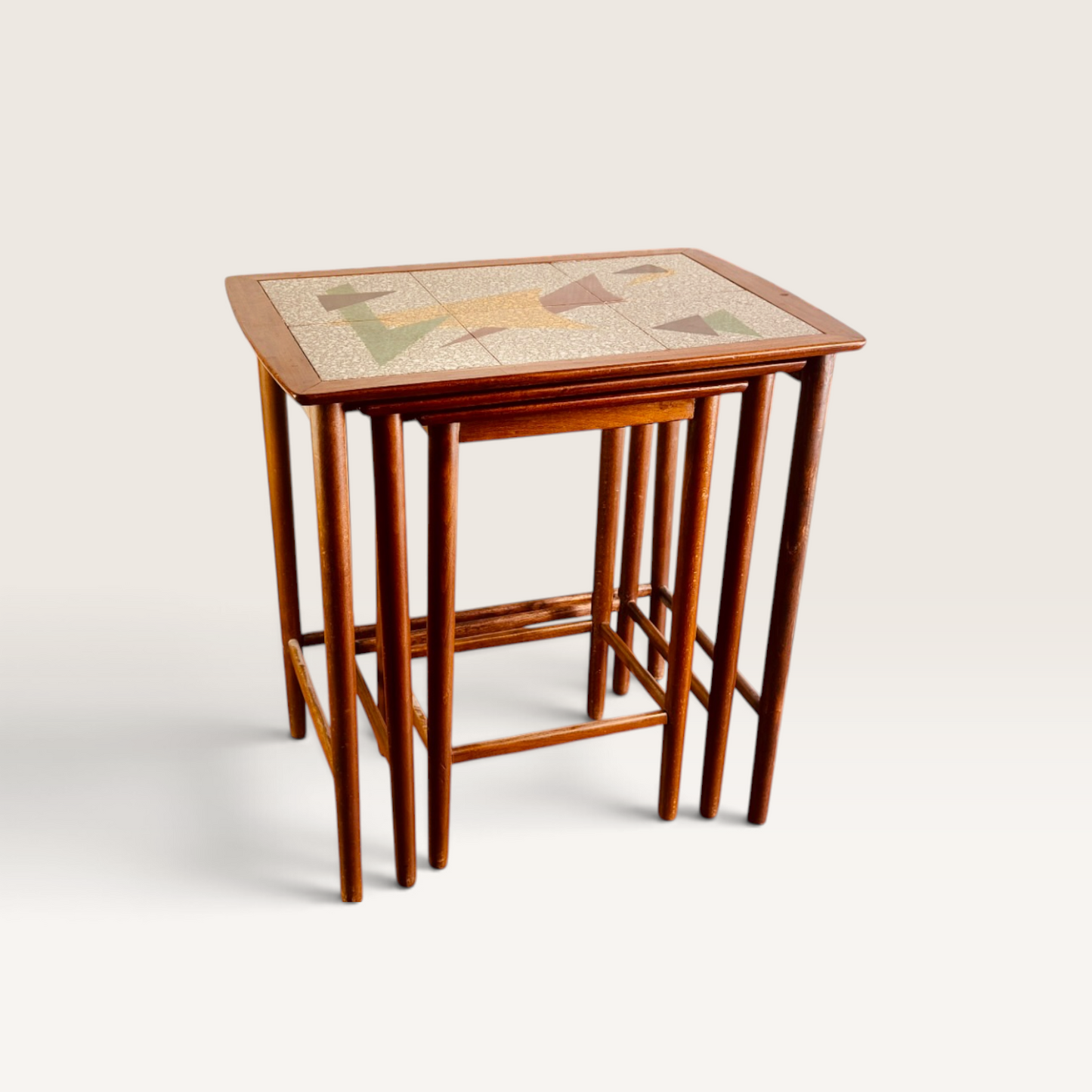 Mid-Century Danish Modern Teak & Ceramic Tile Nesting Tables (Set of 3)
