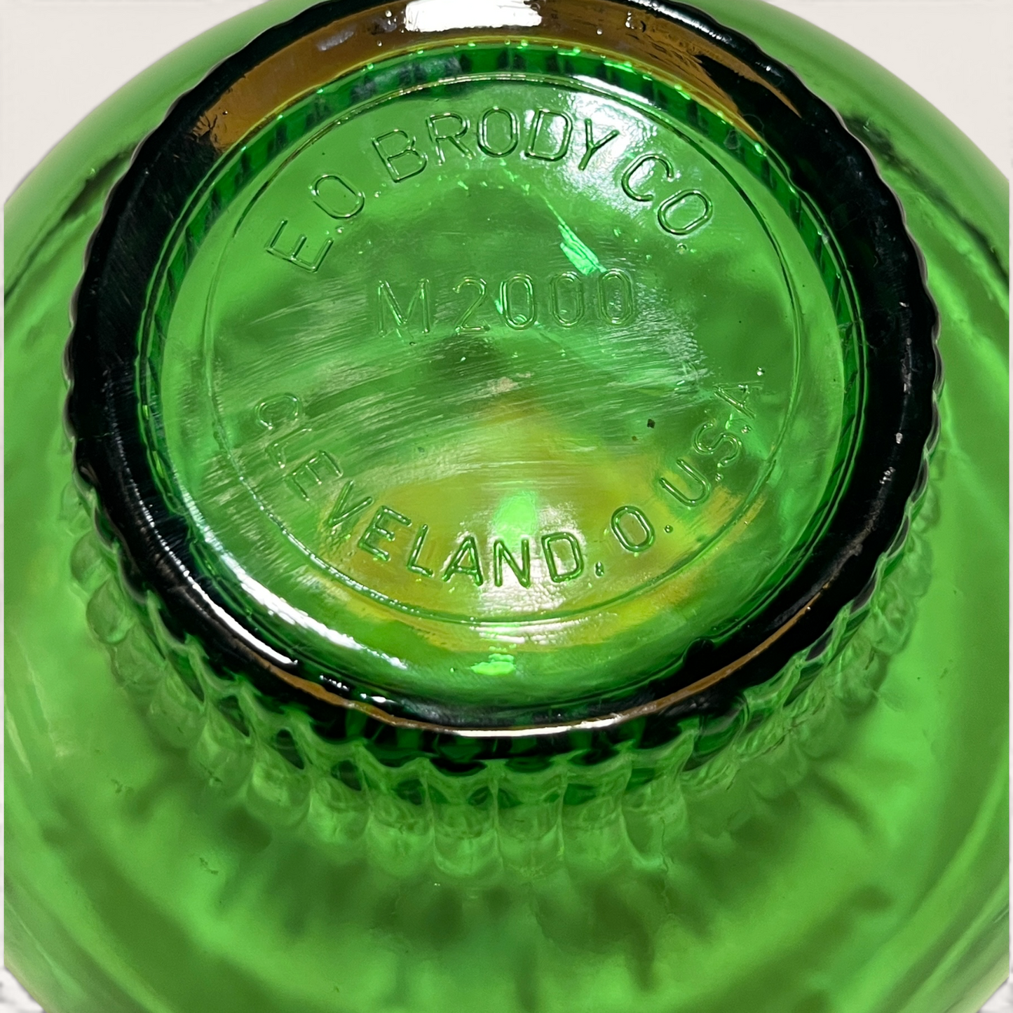 Vintage E.O. Brody Co. Green Glass Pedestal Bowl – M2000