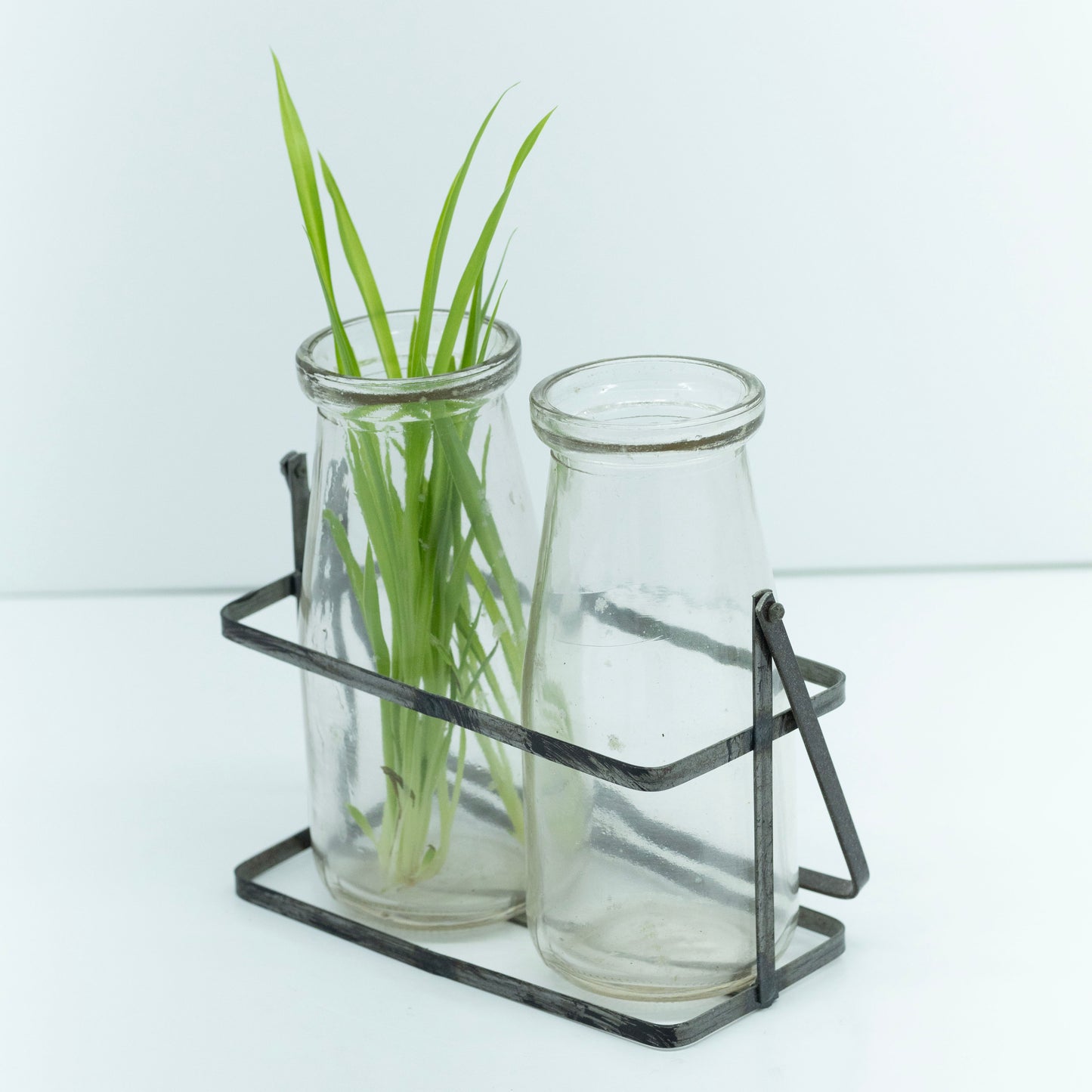 Vintage Glass Vase with Holder