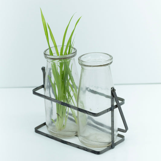 Vintage Glass Vase with Holder
