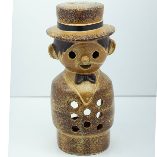 Vintage Nagoya Japan Stoneware Candle / Incense Holder Retro Man with Hat