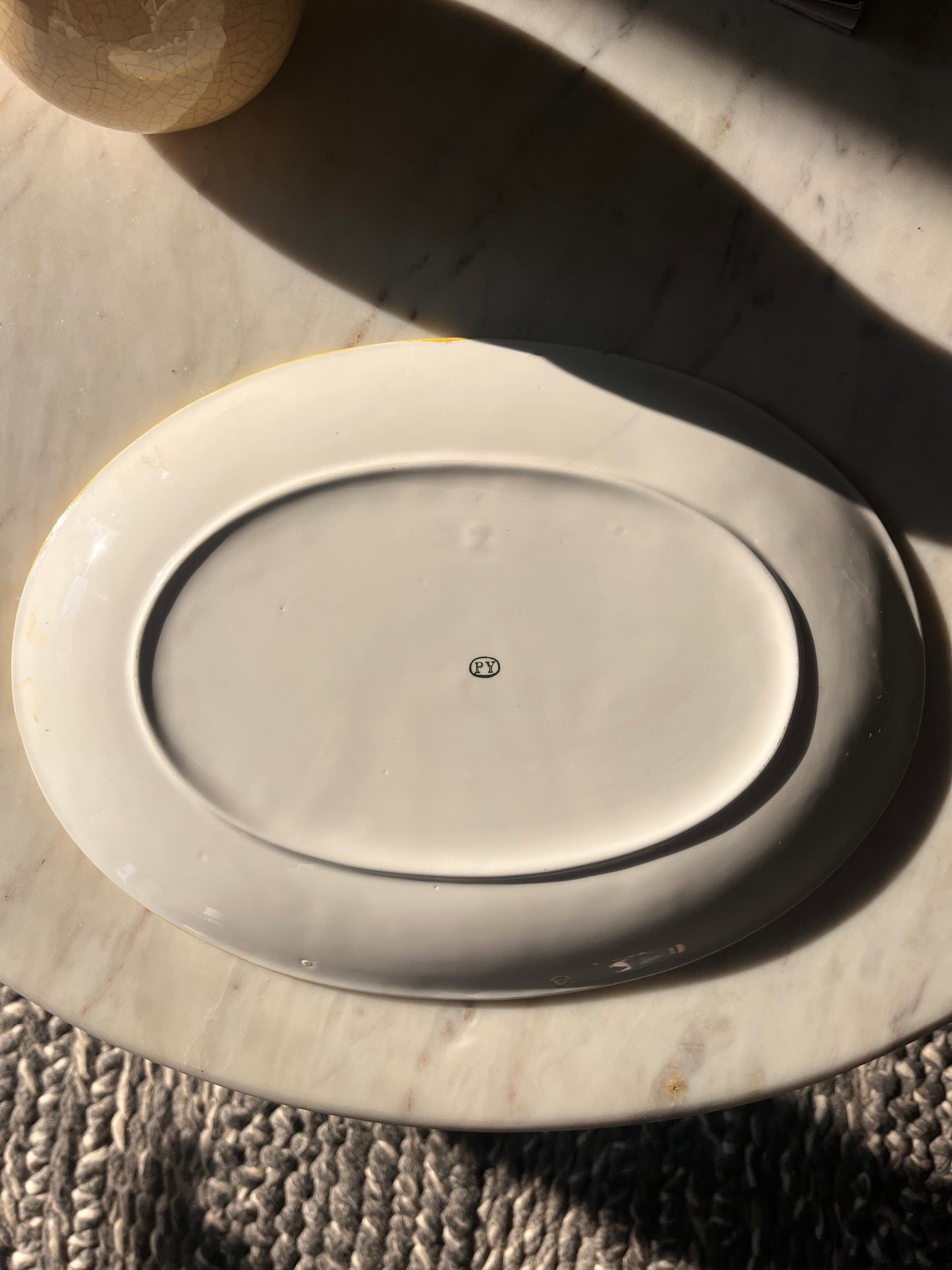 Vintage PY Ucagco Early Provincial Rooster & Roses Oval Serving Platter - Japan