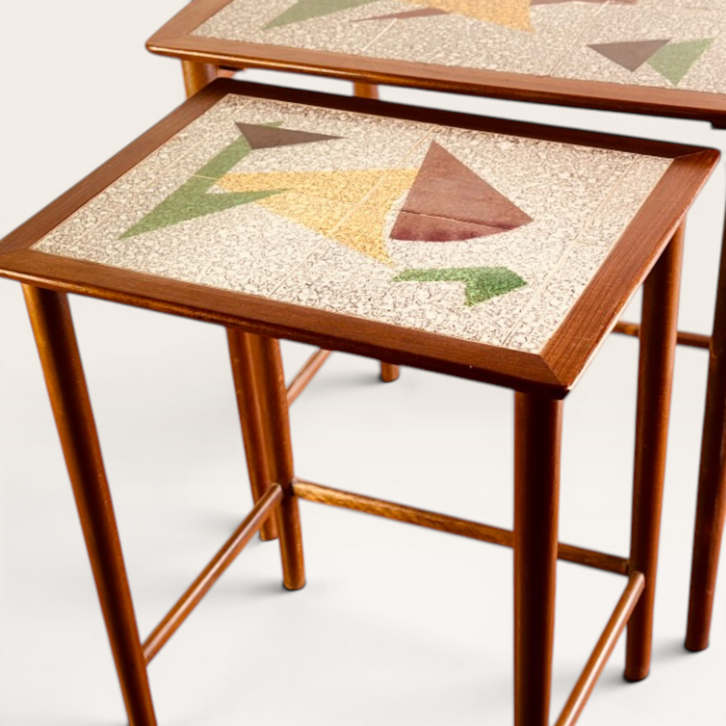 Mid-Century Danish Modern Teak & Ceramic Tile Nesting Tables (Set of 3)