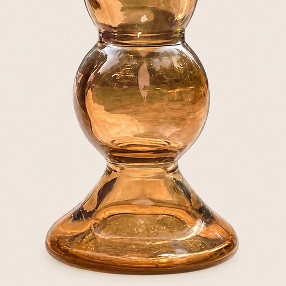 Vintage Amber Glass Candlestick Holders