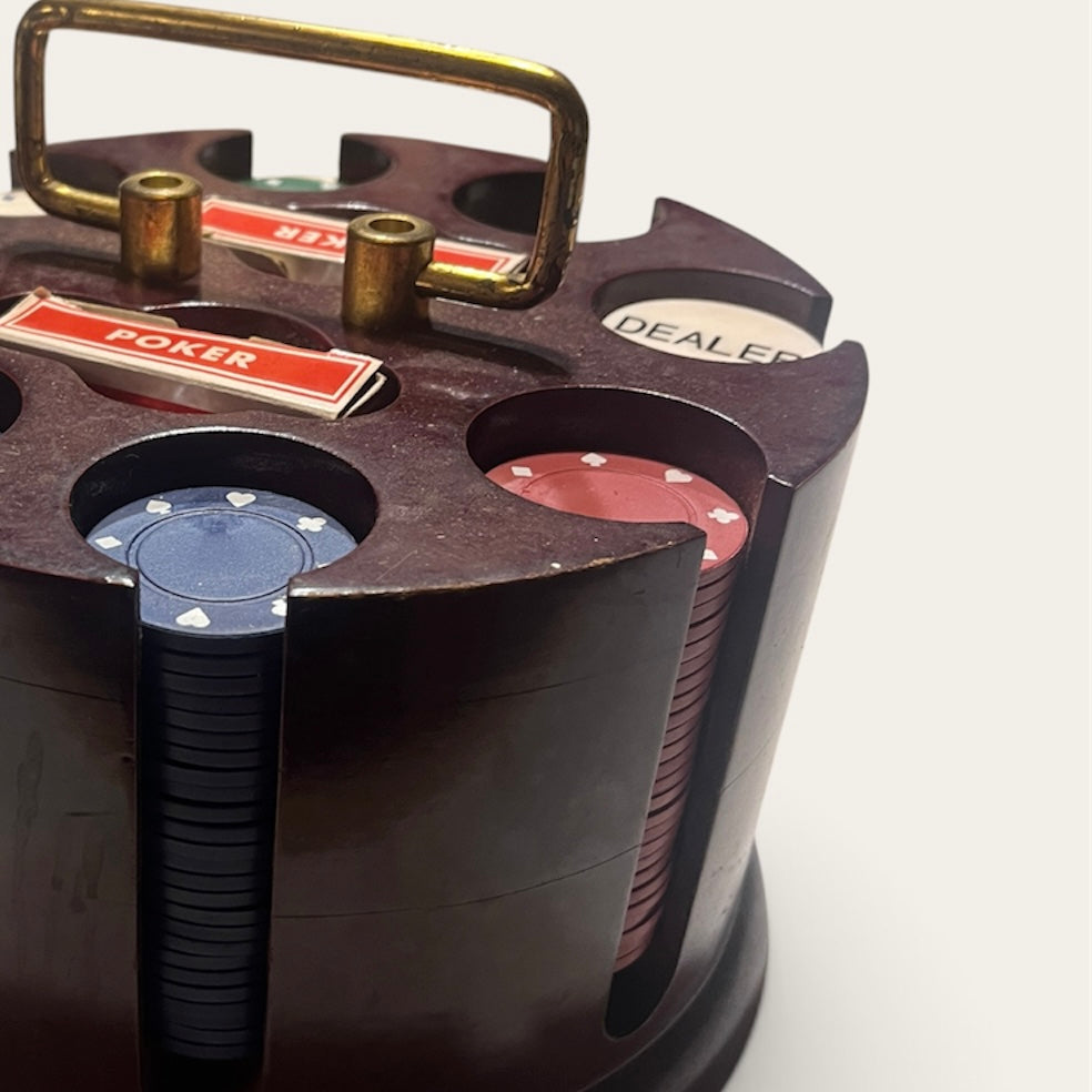Vintage tabletop poker chip/card holder