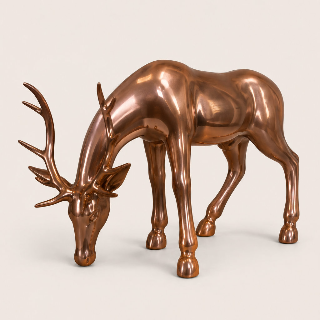 Vintage Copper-Tone Deer Sculpture