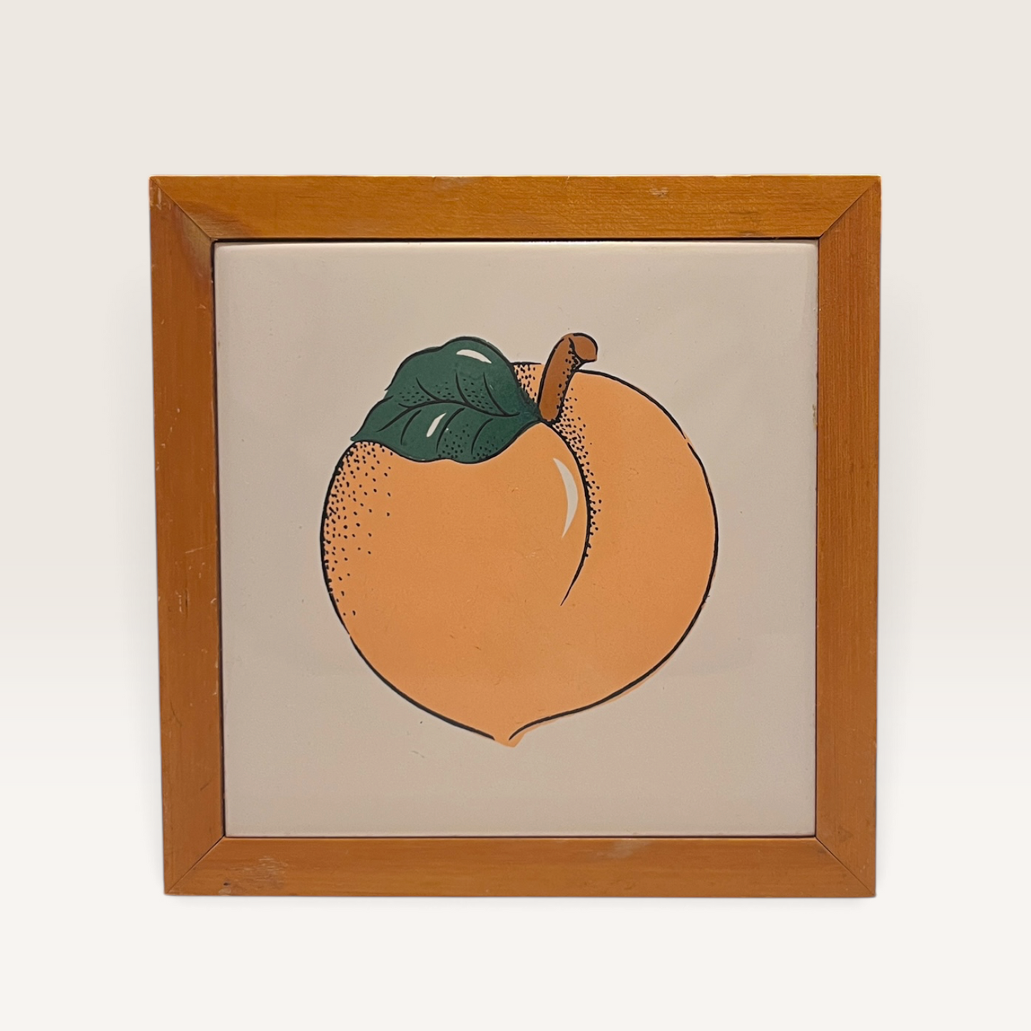 Vintage Wood Framed Pear and Peach Wall Tile (2 piece set)