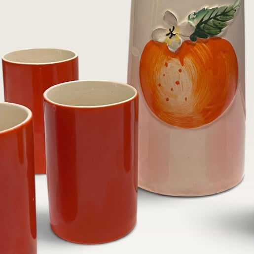 1962 - Holt Howard Orange Juice Jug with 2 Glasses