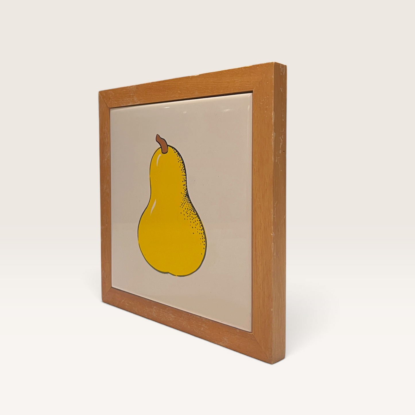 Vintage Wood Framed Pear and Peach Wall Tile (2 piece set)