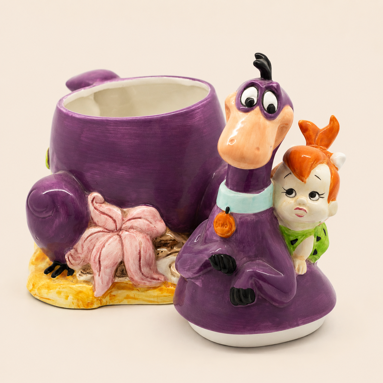 Flintstones Dino and Pebbles Cookie Jar - Vintage - Original Box