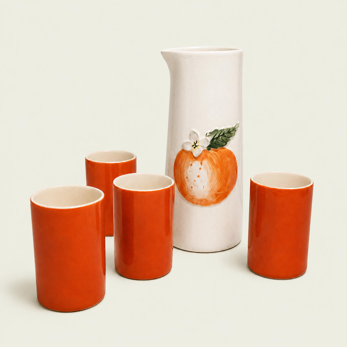 1962 - Holt Howard Orange Juice Jug with 2 Glasses