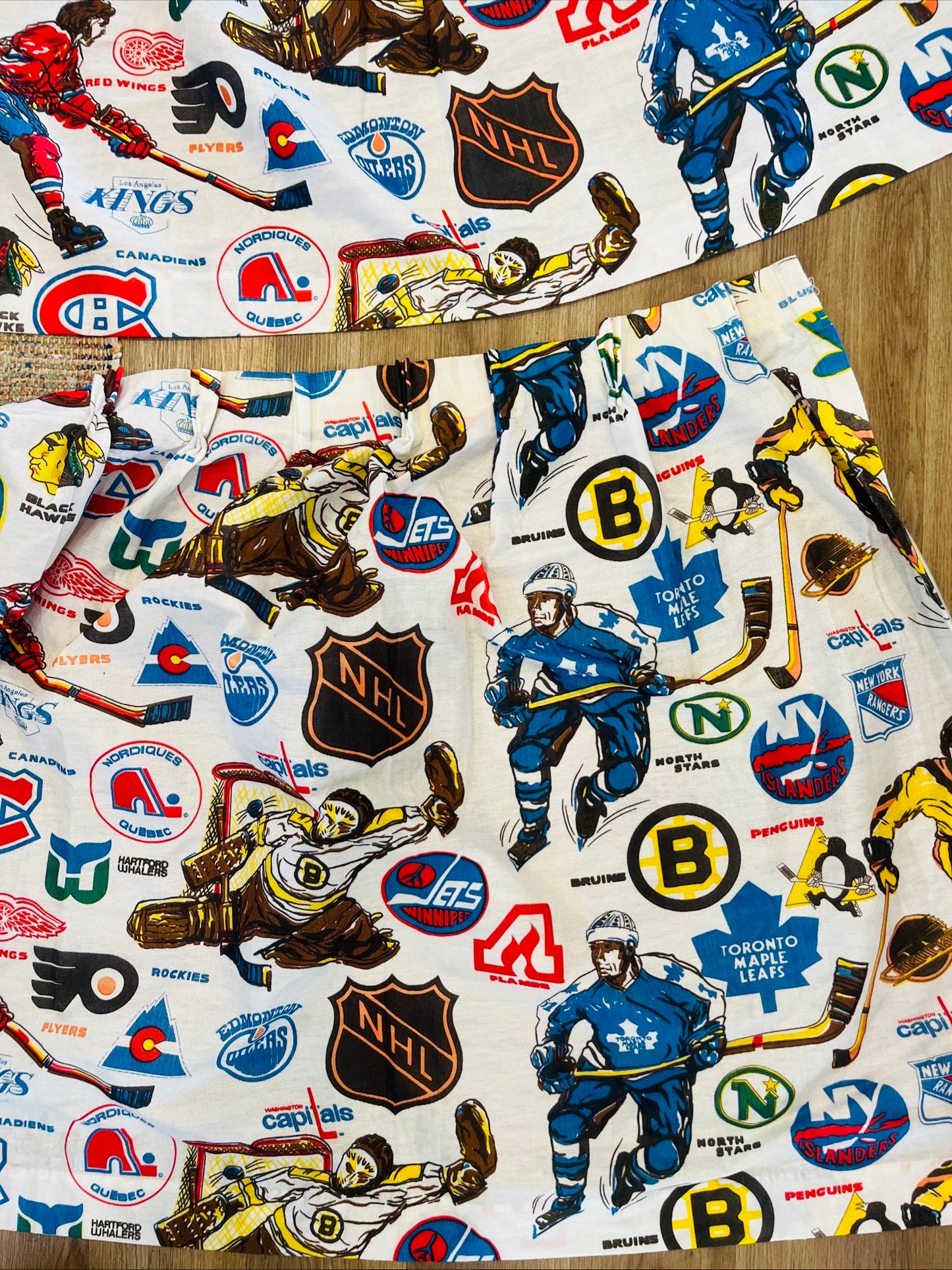 Vintage 1970's NHL Hockey Curtains (2 panels)