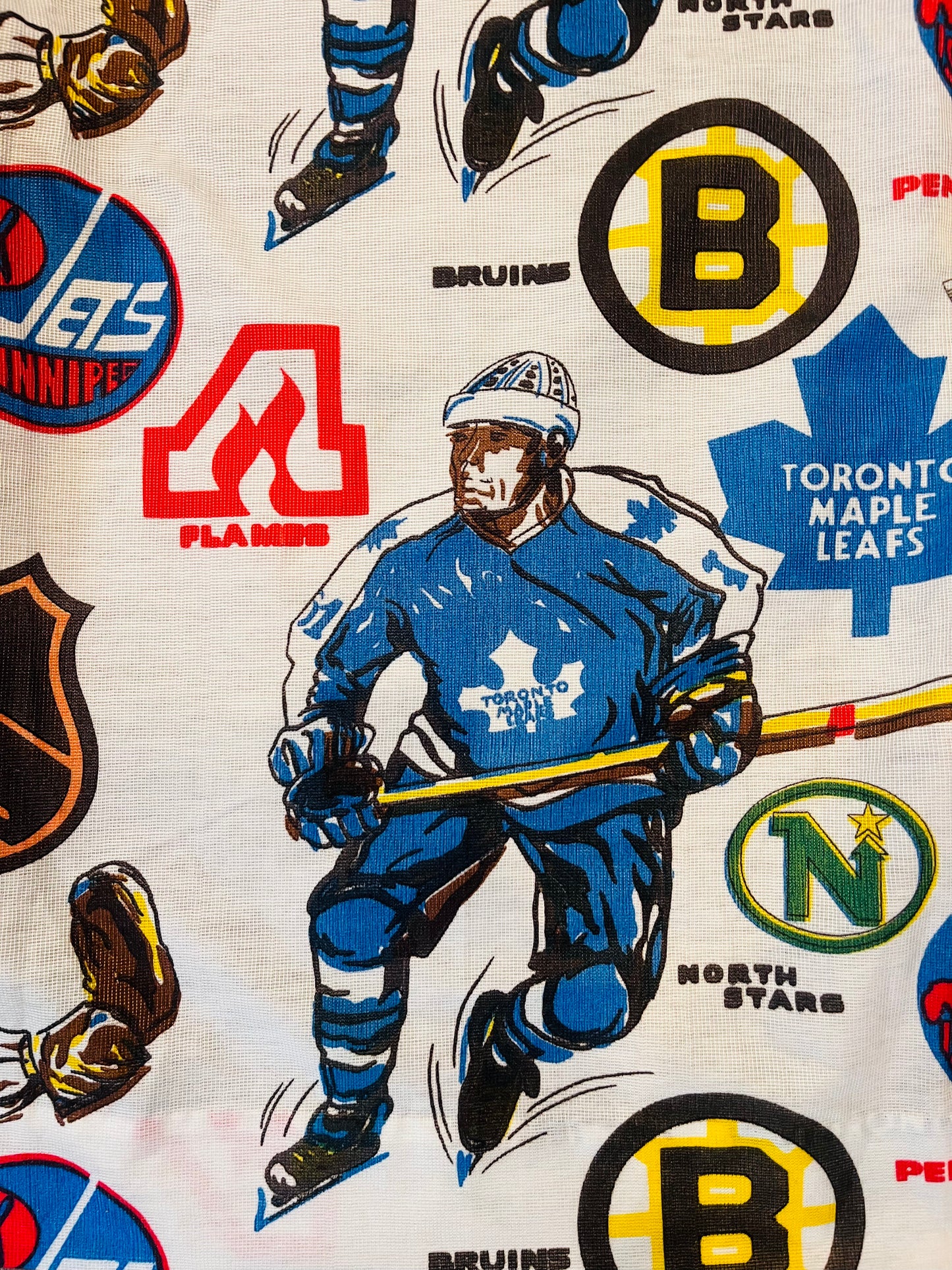 Vintage 1970's NHL Hockey Curtains (2 panels)