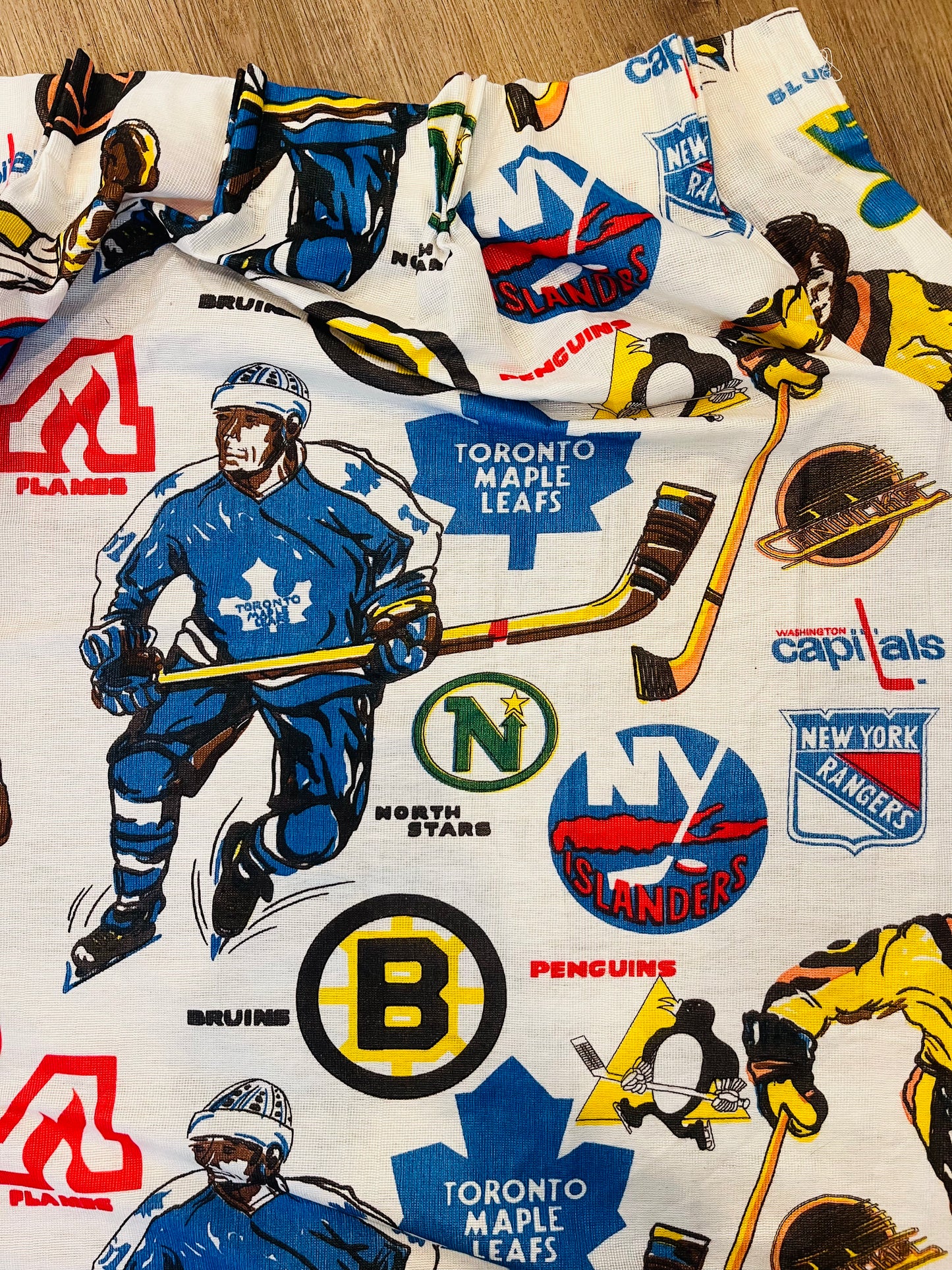 Vintage 1970's NHL Hockey Curtains (2 panels)