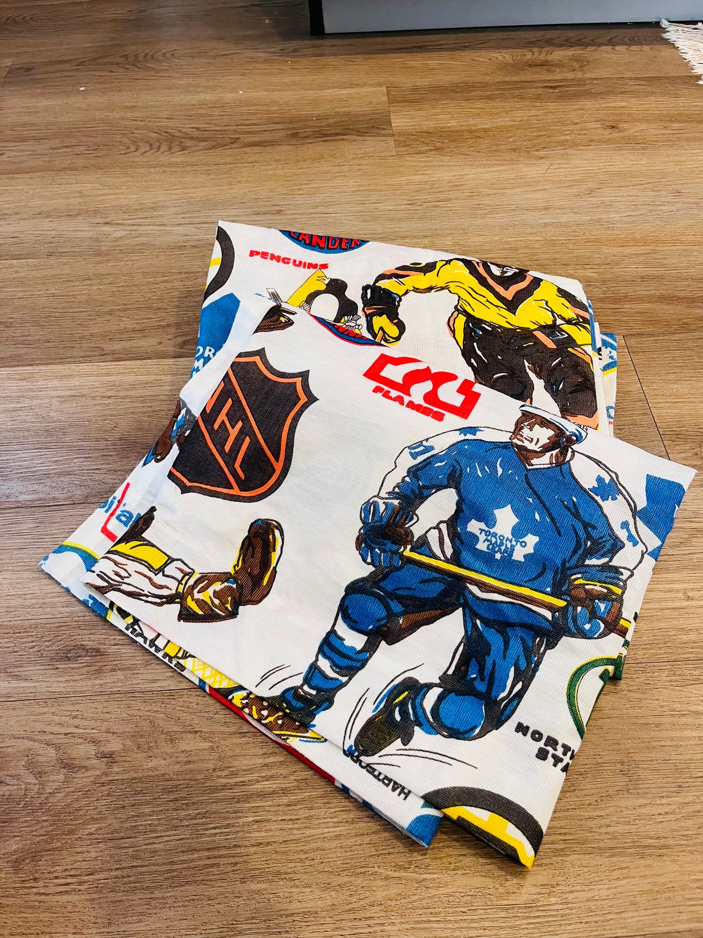 Vintage 1970's NHL Hockey Curtains (2 panels)