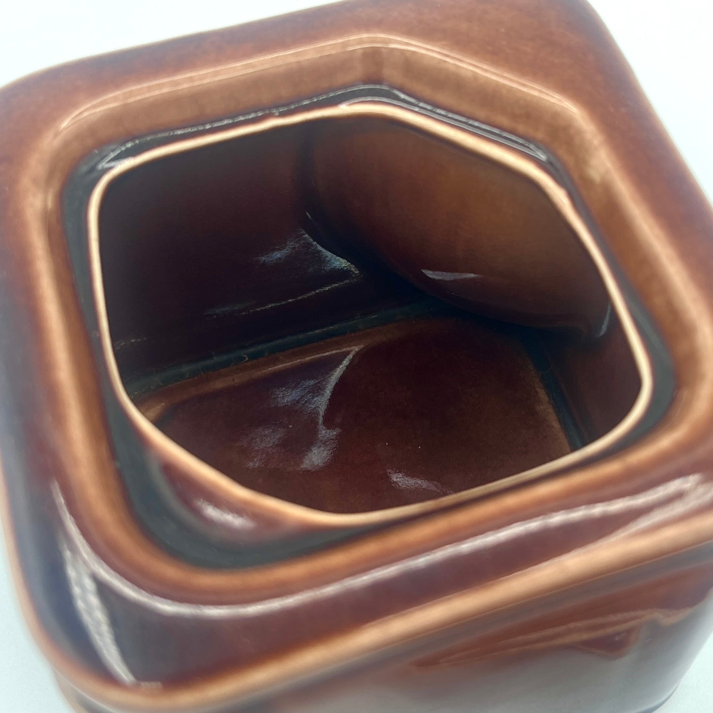 Vintage 1930s Art Deco "The Cube" Ceramic Teapot Base & Matching Lid – Speckled Brown Glaze by George Clews & Co.