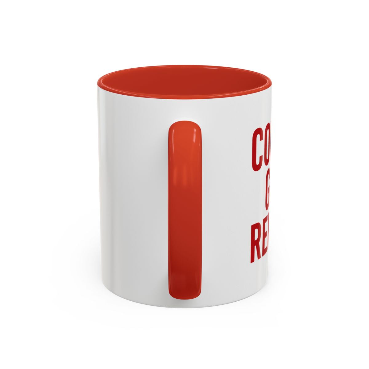 Coffee Gay Repeat mug – angled view showing text wrap