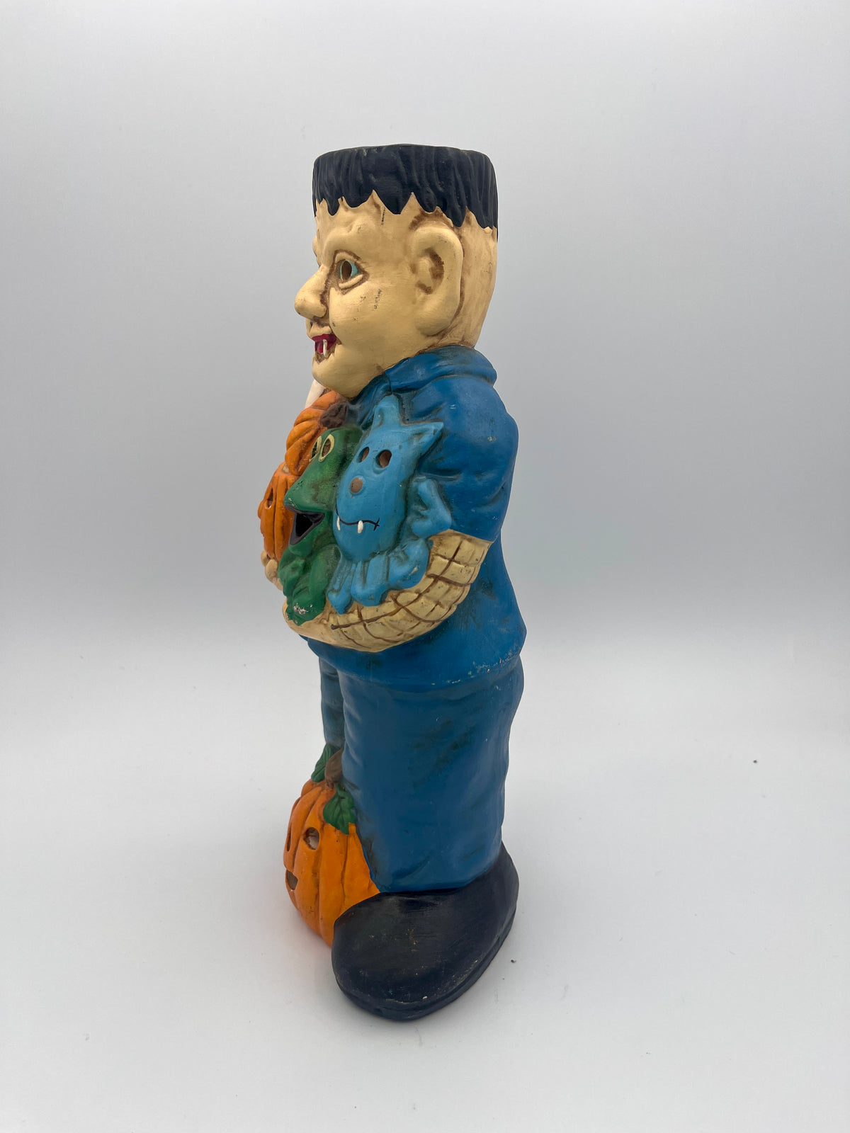 Frankenstein Halloween candle holder front view