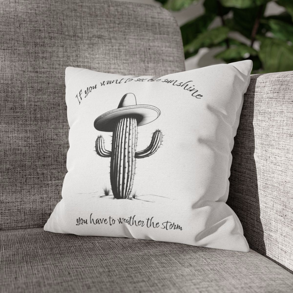Sunshine after the Storm Cactus Pillow Cover 17"x17"