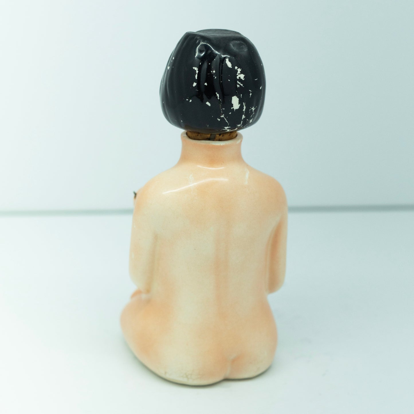 Risqué Ceramic Whiskey Bottle Gal 1950's  - Corked Bottle