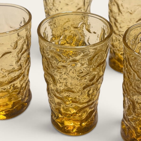 Vintage Amber Textured Drinking Glasses
