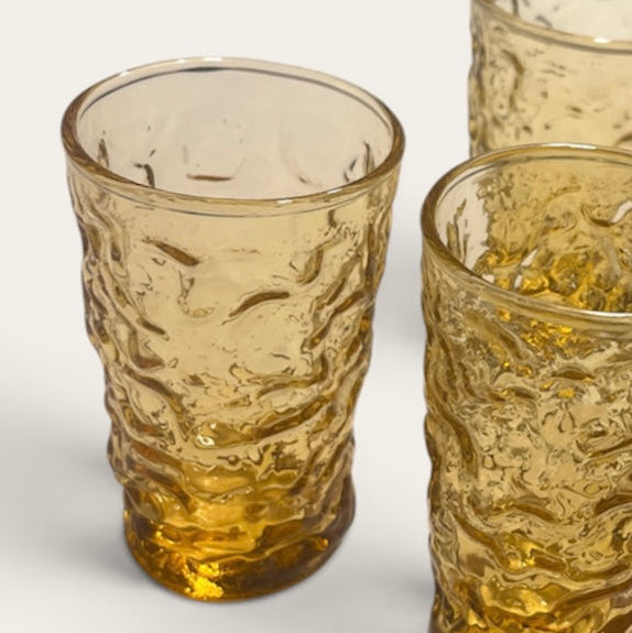 Vintage Amber Textured Drinking Glasses