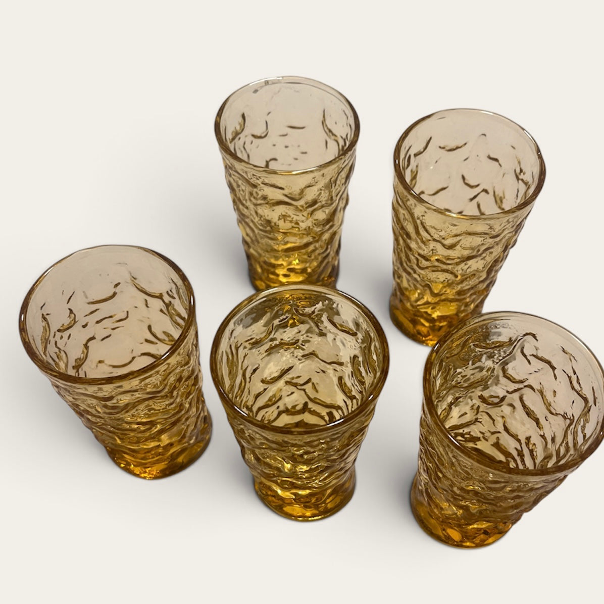 Vintage Amber Textured Drinking Glasses