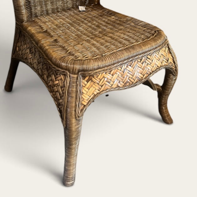 Vintage Wicker Low Seating Chair (Metal Embellishment)