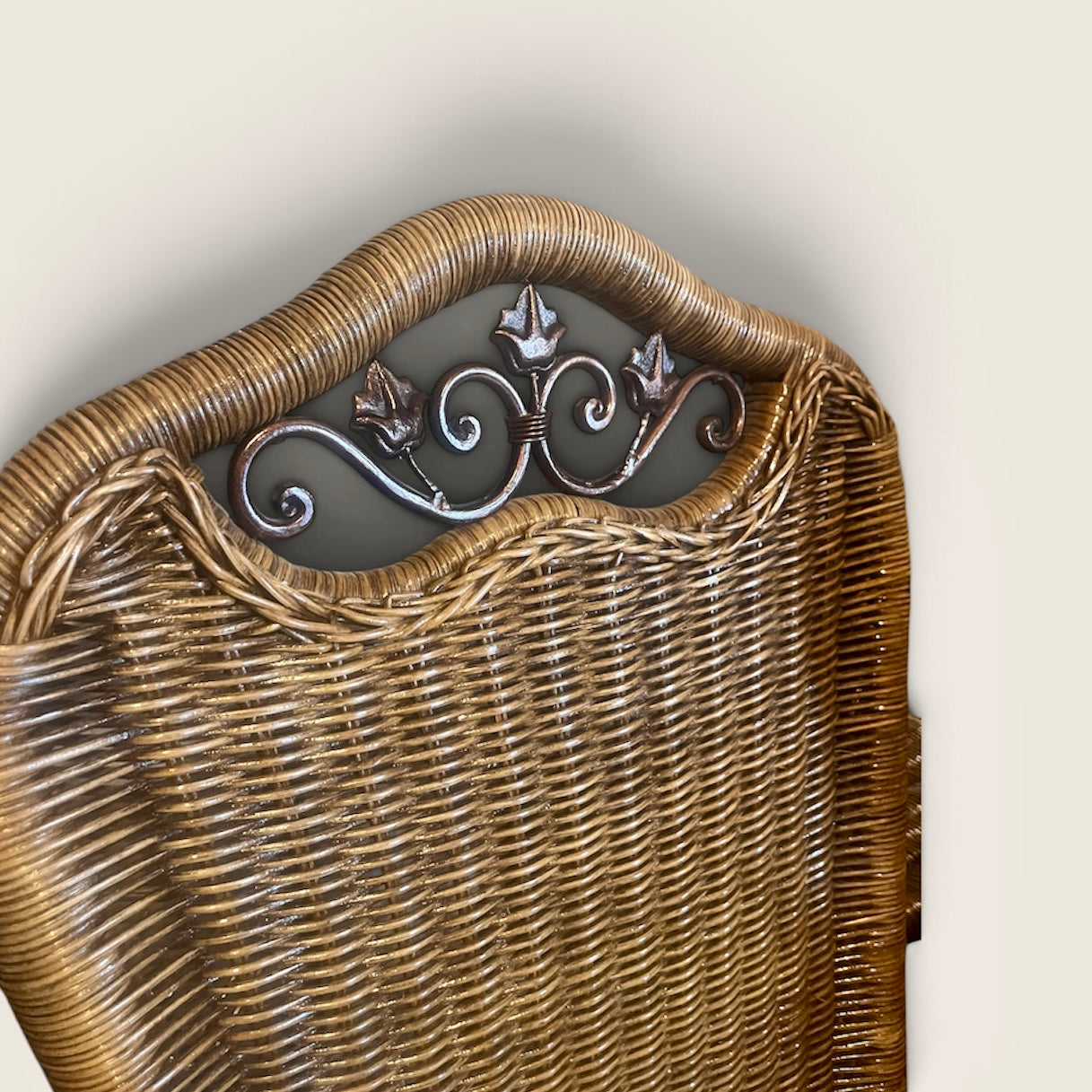 Vintage Wicker Low Seating Chair (Metal Embellishment)