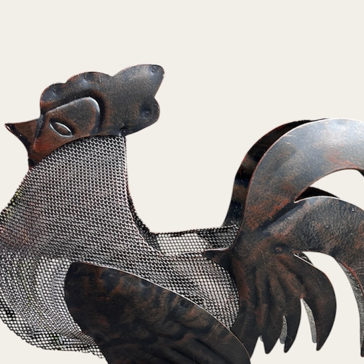Farmhouse Metal Rooster Tea Light Candle Holder