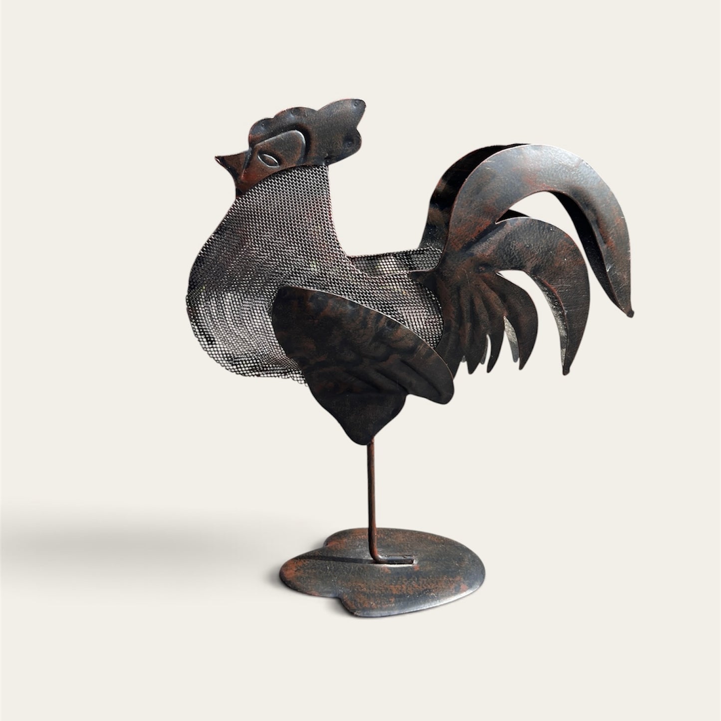 Farmhouse Metal Rooster Tea Light Candle Holder